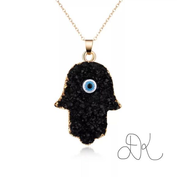 BLACK PALM EVIL EYE NECKLACE - Picture 10 of 11